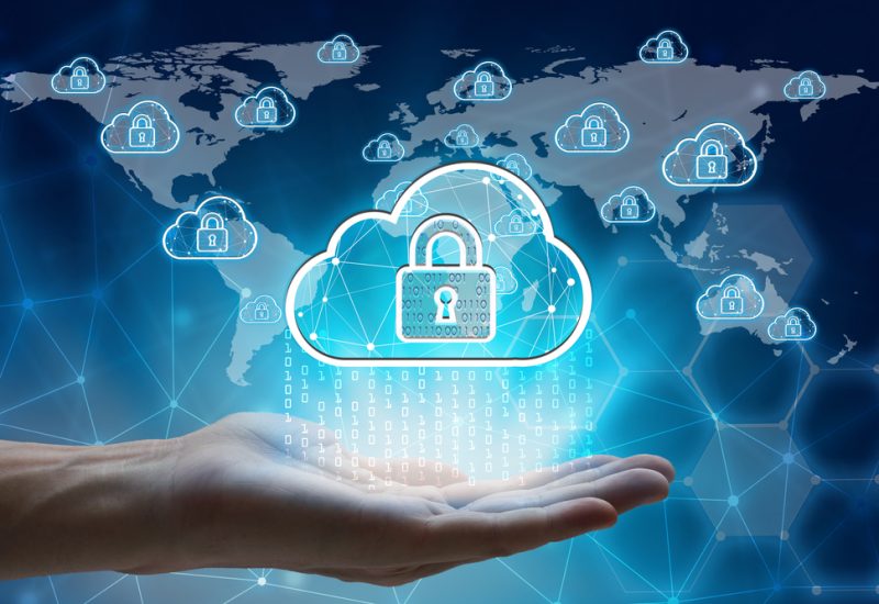 Hand,Holding,With,Virtual,Screen,Padlock,And,Cloud,Computing,Global