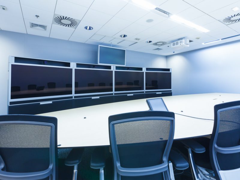 Teleconferencing,,Video,Conference,And,Telepresence,Business,Meeting,Room